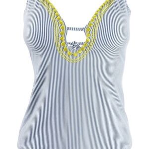 Lucky Brand Women's Embroidered Tankini Swim Top Separates Swimsuit (S,Blue)